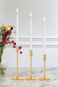 3'lü Üçlü Gold Şamdan Mumluk Dekoratif Ev Dekorasyon Paslanmaz (Gold)